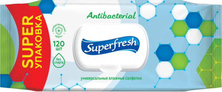 Серветки вологі для дітей Superfresh Antibacterial з клапаном 120 шт. (4823071642285)