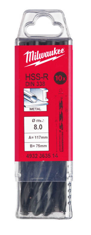 Фото - Сверло Milwaukee HSS-R DIN338 8,0 мм 10 шт. (4932363514)