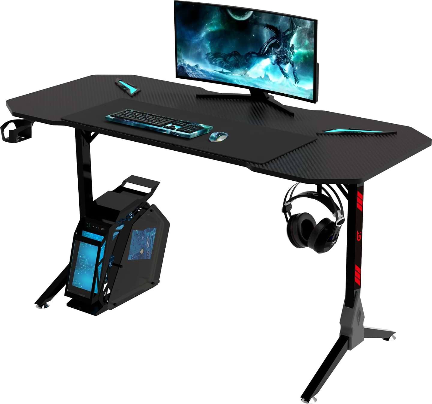 Стіл комп'ютерний GT Racer T-1211 (120x60x73) Black - Фото 1