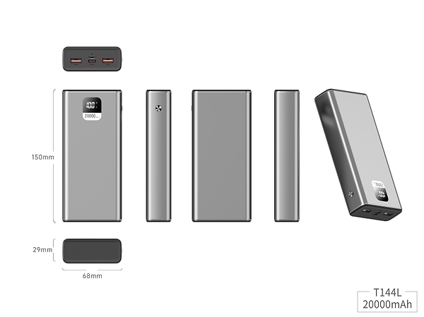 Фото - Батарея мобільна Xipin T144 PD20W 20000mAh Gray (T144LF)