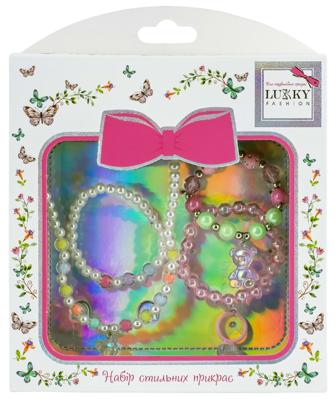 Детская бижутерия Lukky Набор жемчужных бусин с подвеской Jelly Bear, с кольцом и 3 браслетами, Fashion (T24623)