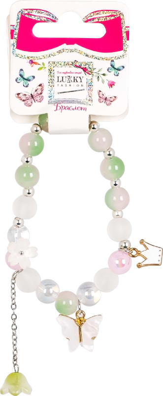 Детская бижутерия Lukky Браслет Fashion перламутровый с тремя подвесками (T24786)