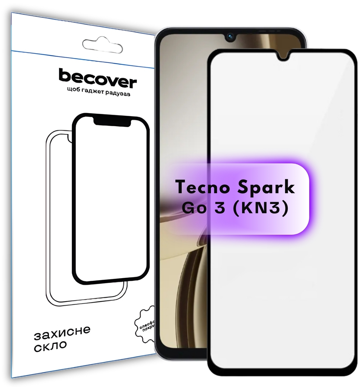 Защитное стекло для смартфона BeCover for Tecno Spark Go 3 (KN3) Black (715166)
