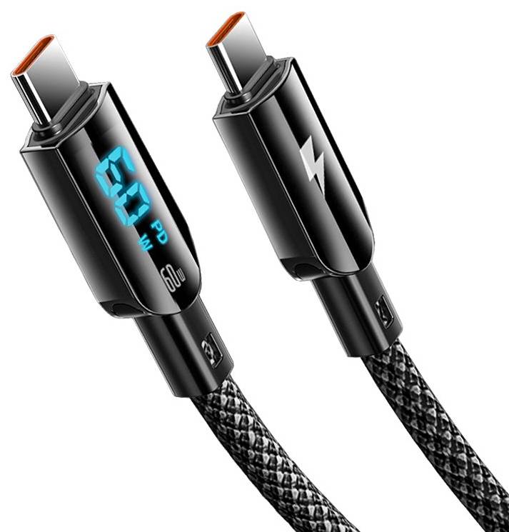 Кабель синхронізації даних Gelius Screen GP-UCN007 Type-C 1.2m 60W Black (99208)