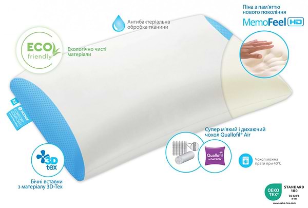 Фото - Подушка ортопедична Sonex Класична з пам'яттю Comfort 60x43x12 см (SO102068)