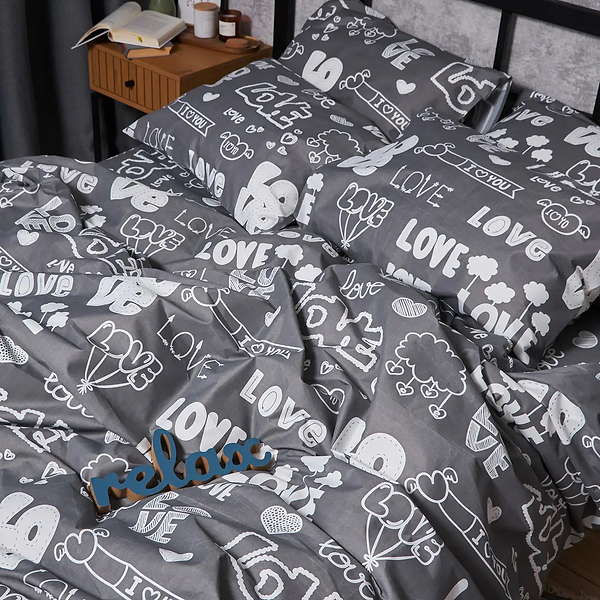 Фото - Підковдра двоспальна євро Moon&Star Premium Love Script King Size 220x240 см (MS-870000874)