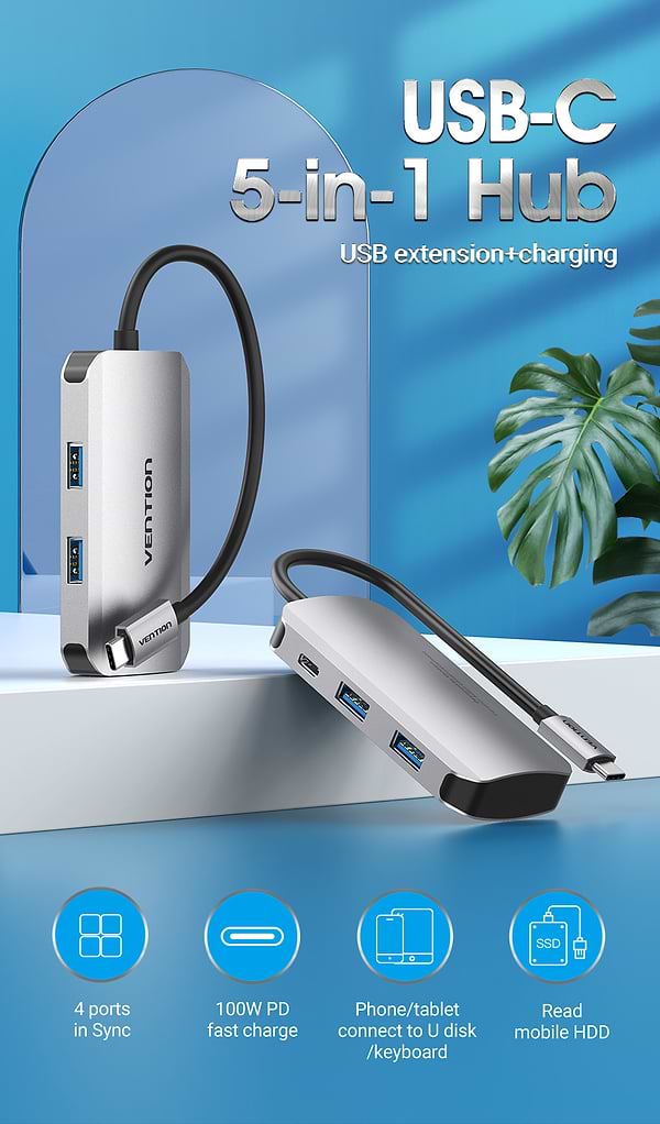 Фото - Док-станція Vention USB3.1 Type-C - USB (TNBHB)