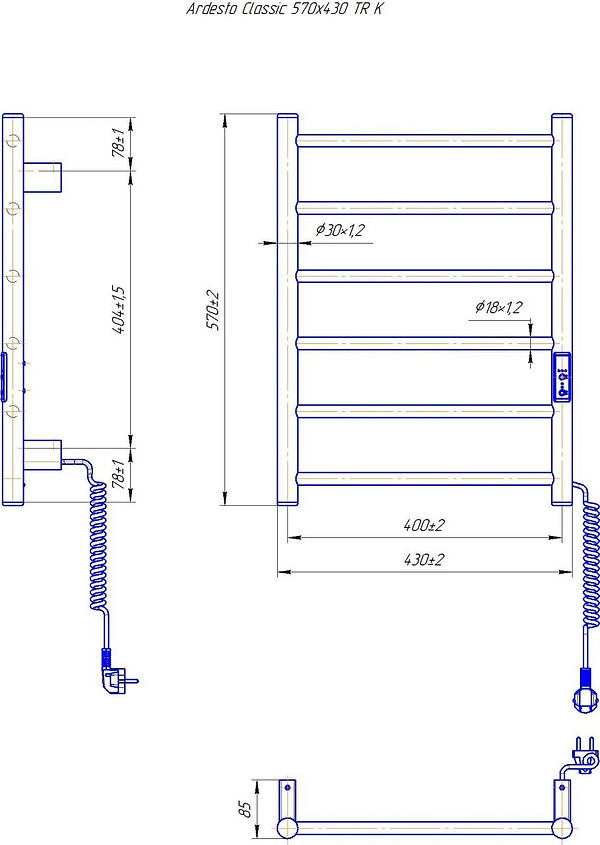 Фото - Уцінка - Рушникосушарка Ardesto Classik-TR K (6.1.0600.06.BM)