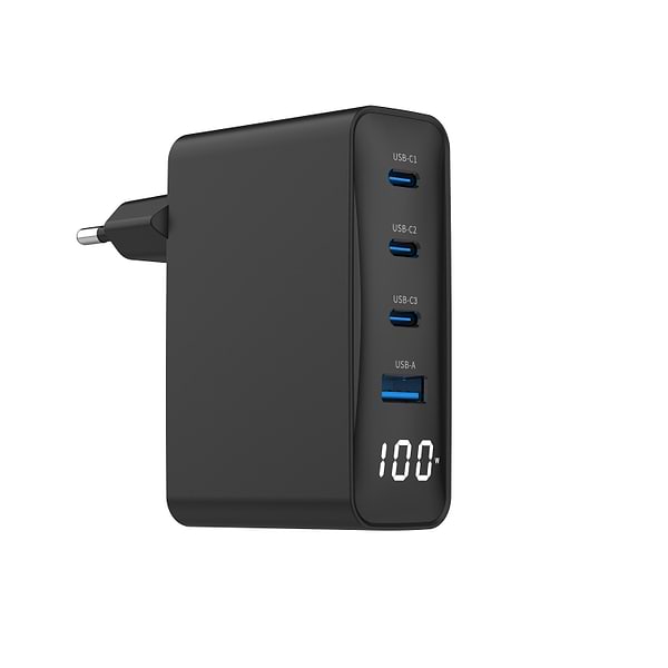 Фото - Мережевий зарядний пристрій Gembird 1xUSB-A (QC3.0 30W)+3xType-C (PD 100W) Black (TA-UC-PDQC100LCD-01-BK) Фото - Мережевий зарядний пристрій Gembird 1xUSB-A (QC3.0 30W)+3xType-C (PD 100W) Black (TA-UC-PDQC100LCD-01-BK)