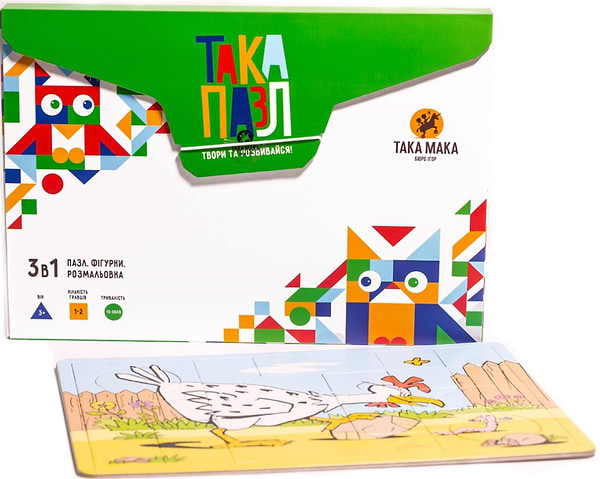 Фото - Пазли (3-4 роки) Taka Maka Курочка (28 ел) - геометричний пазл-розмальовка (210001-UA)