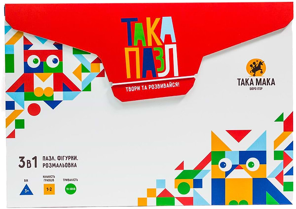 Фото - Пазли (3-4 роки) Taka Maka Котик (28 ел) - геометричний пазл-розмальовка (200001-UA)