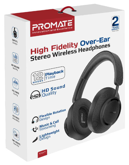 Фото - Гарнітура бездротова Promate Takt Black (takt.black)