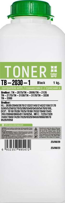 Тонер для заправки картриджа Colorway (TB-2030-1) BROTHER HL-2040/2070, 1000 г