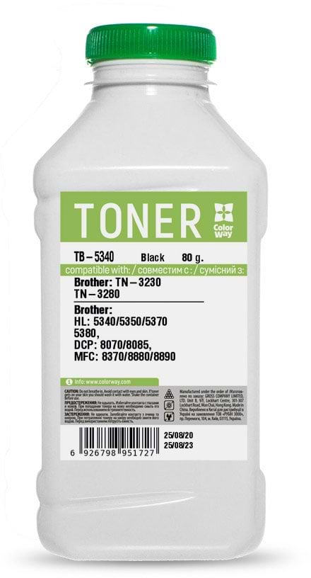 Тонер для заправки картриджа Colorway Brother HL-5340D/5350DN/5370DW/DCP-8070D/8085DN/MFC-8370DN (TB-5340)