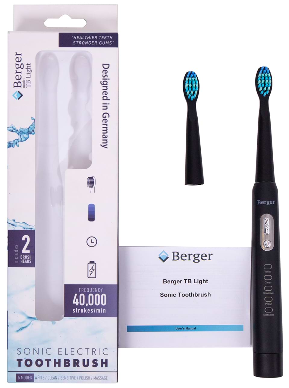 Зубная щетка электрическая Berger TB Light Black - Фото 1