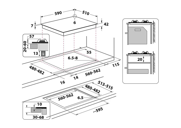 Фото - Духовой шкаф + варочная панель газовая Indesit IOK58HSB + ING61T/BK1
