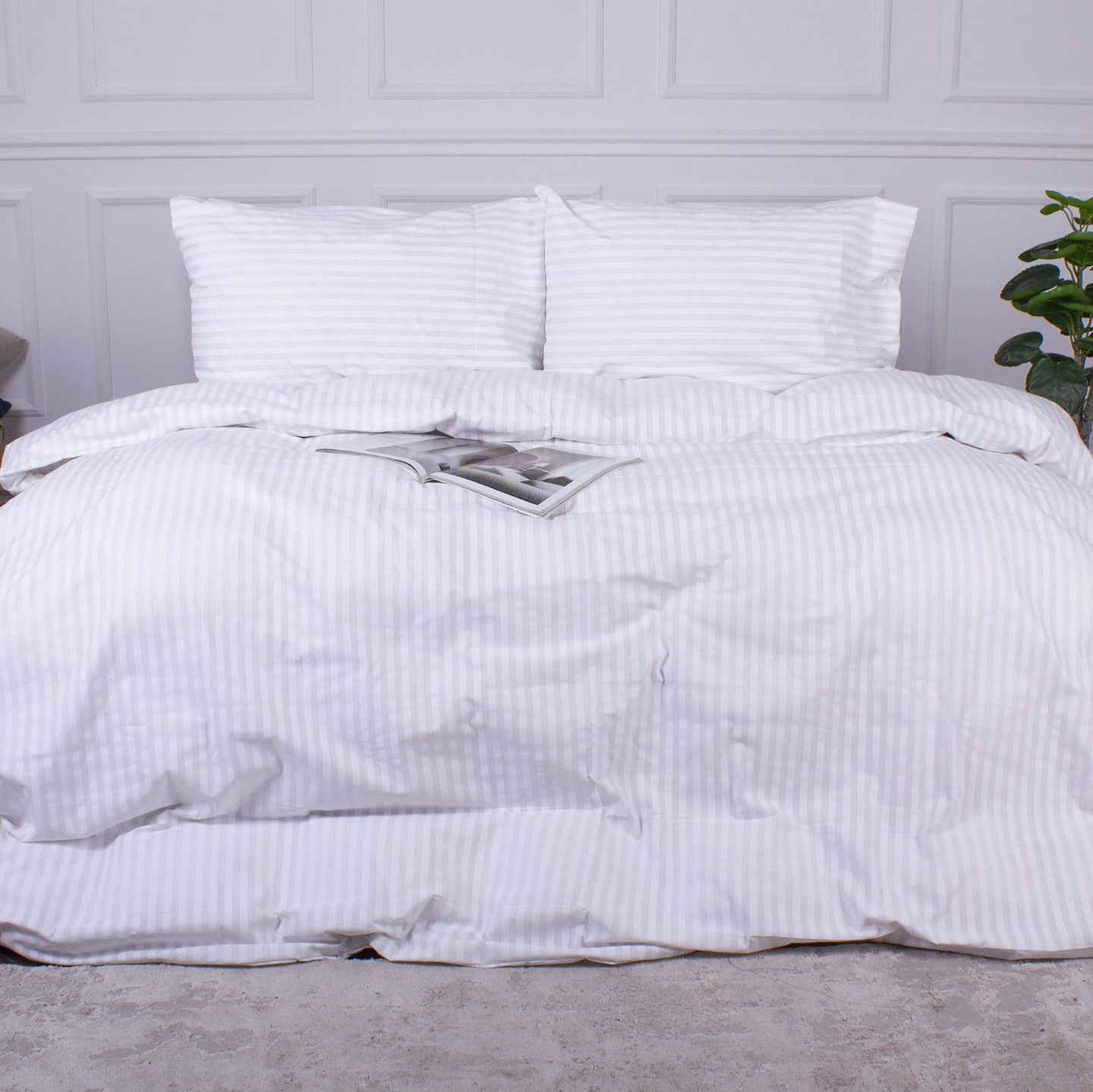 Комплект постельного белья MirSon King Size 220x240 Ranforce Elite 17-0605 Stripe White Ранфорс (2200008053833)