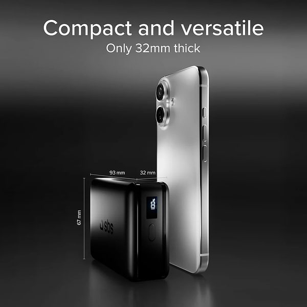 Фото - Батарея мобільна SBS High Density 20000mAh 65W PD USB-C In/Out, LCD display,Ultra Light, Black (902785)