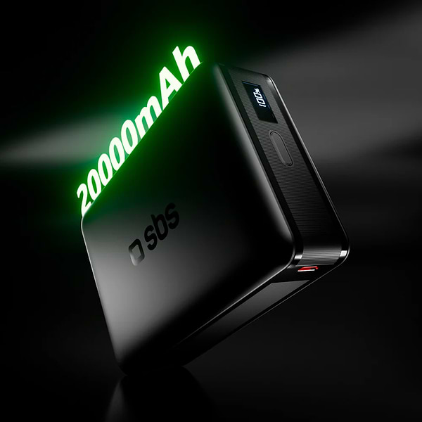 Фото - Батарея мобільна SBS High Density 20000mAh 65W PD USB-C In/Out, LCD display,Ultra Light, Black (902785)
