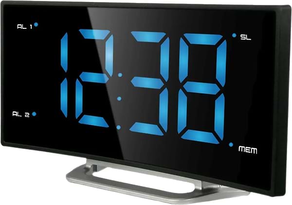 Фото - Настольные часы Technoline Black/Silver (WT460 blaue LED)