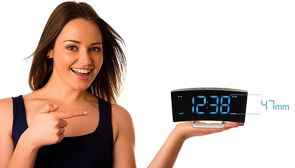 Фото - Настольные часы Technoline Black/Silver (WT460 blaue LED)