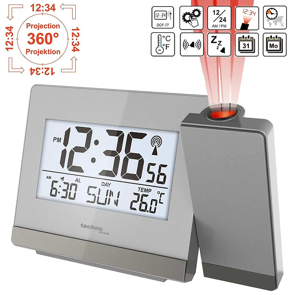 Фото - Проекционные часы Technoline Silver/Anthracite (WT538)