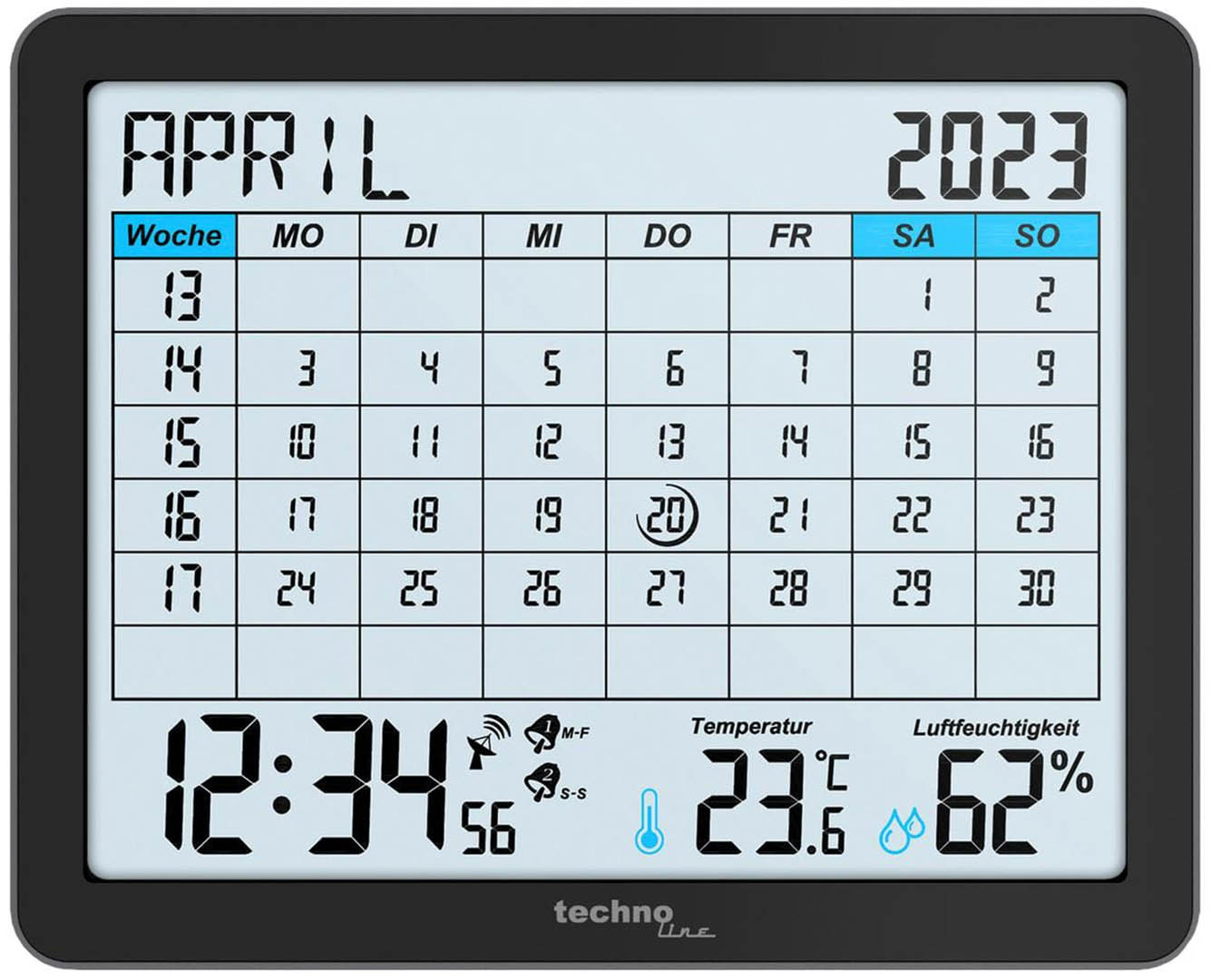 Настольные часы Technoline календар WT2600 Black