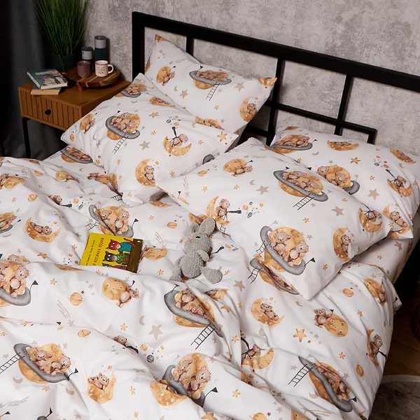 Фото - Комплект постільної білизни Moon&Star Бязь Gold Люкс Teddy Dreams 160х220 нав. 4х70х70 (MS-820009859)