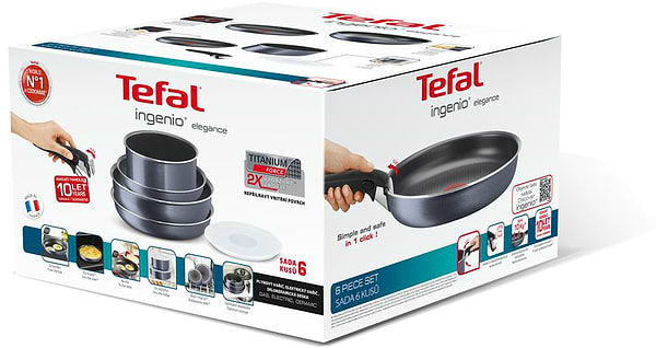 Фото - Набор посуды со съемной ручкой Tefal L2319552 Ingenio Elegance 6 пр.