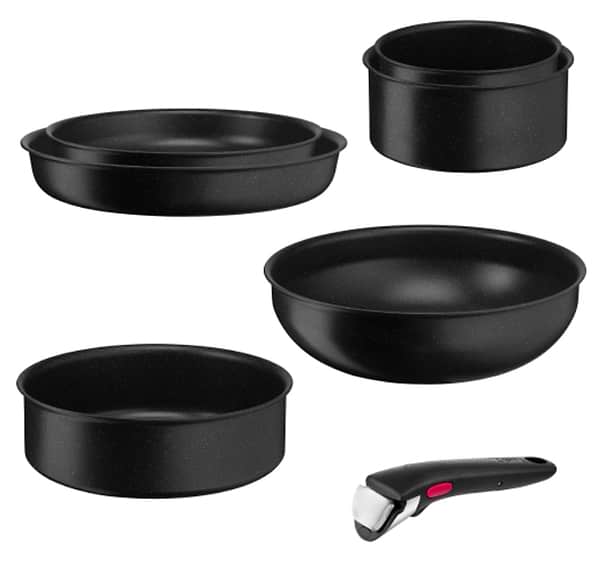 Фото - Набір посуду зі знімною ручкою Tefal L3998702 Ingenio Black Stone 7 пр