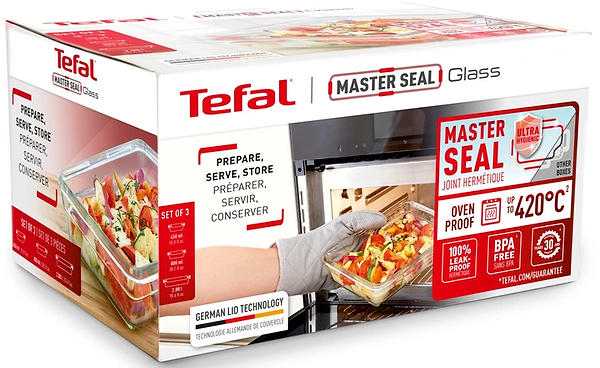 Фото - Набір ємностей для зберігання Tefal N1050910 Master Seal 3 шт (0,45 л/ 0,8 л/ 2,0 л)
