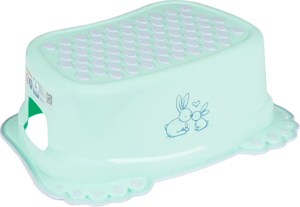 Фото - Підставка дитяча під умивальник Tega Baby Зайчики з антиковзаючою гумою М'ятний (KR-006-105)