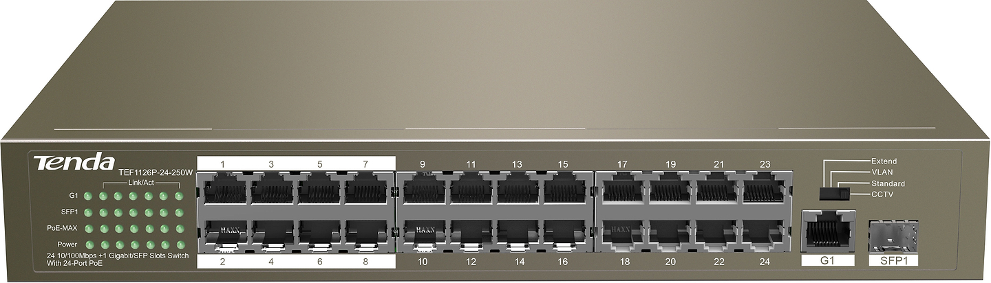 Коммутатор локальной сети (Switch) Tenda TEF1126P-24-250W - Фото 1