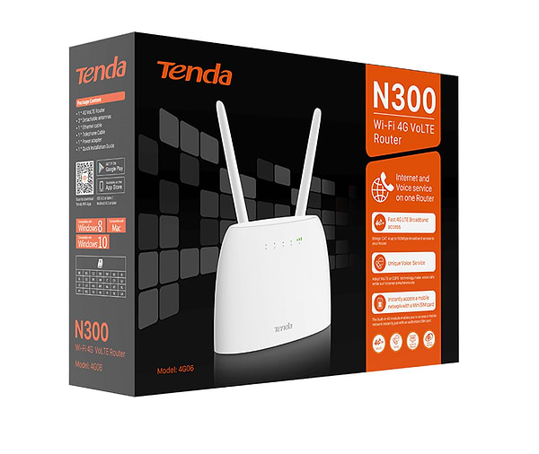 Фото - Маршрутизатор інтернет WiFi4+4G Tenda 4G06