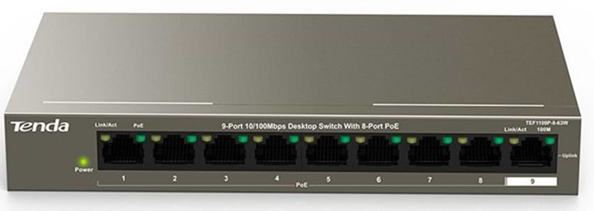Коммутатор локальной сети (Switch) Tenda TEF1109P-8-63W - Фото 1