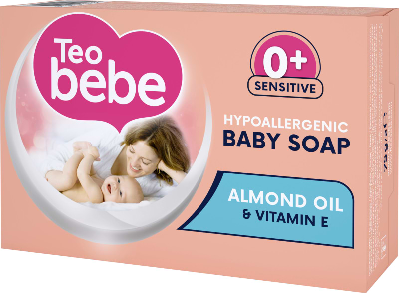 Мыло кусковое детское Teo Bebe Almond Oil Sensitive & vitamin E 75 г (3800024045257) - Фото 1
