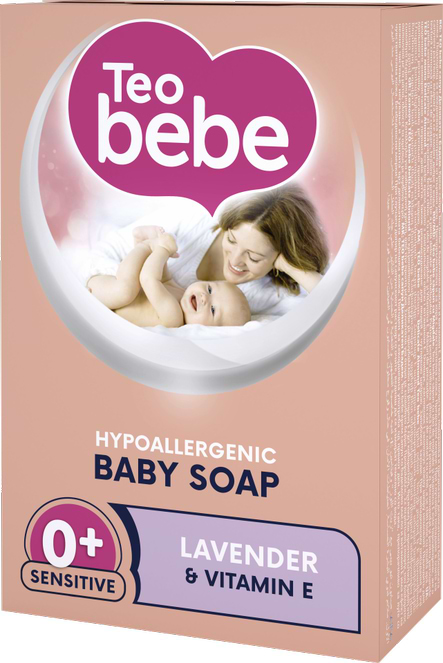 Фото - Мыло кусковое детское Teo Bebe Sensitive Lavender & vitamin E 75 г (3800024045271)