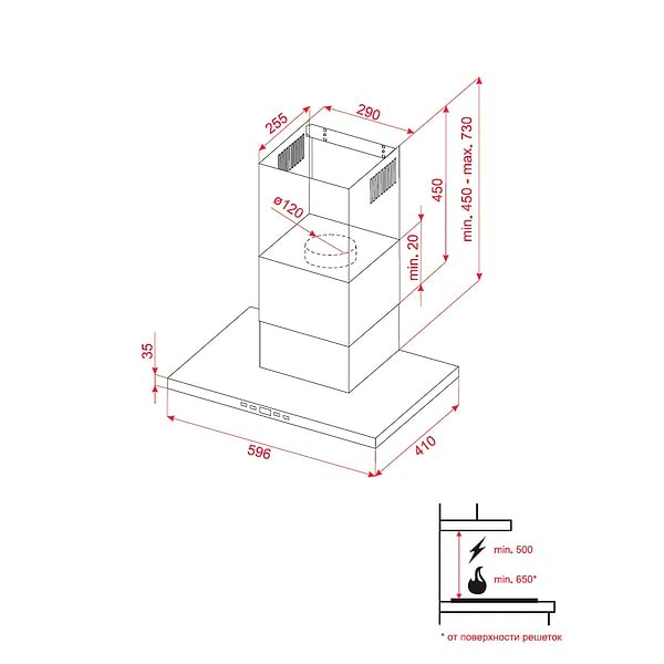 Фото - Витяжка декоративна Perfelli TET 6612 A 1000 W LED