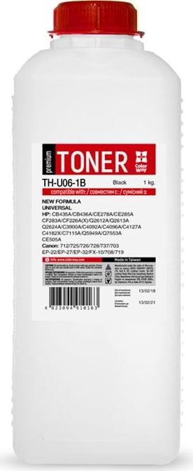 Тонер для заправки картриджа Colorway HP LJ P1005/1006 (CB435A) Premium 1 kg (TH-U06-1B) - Фото 1