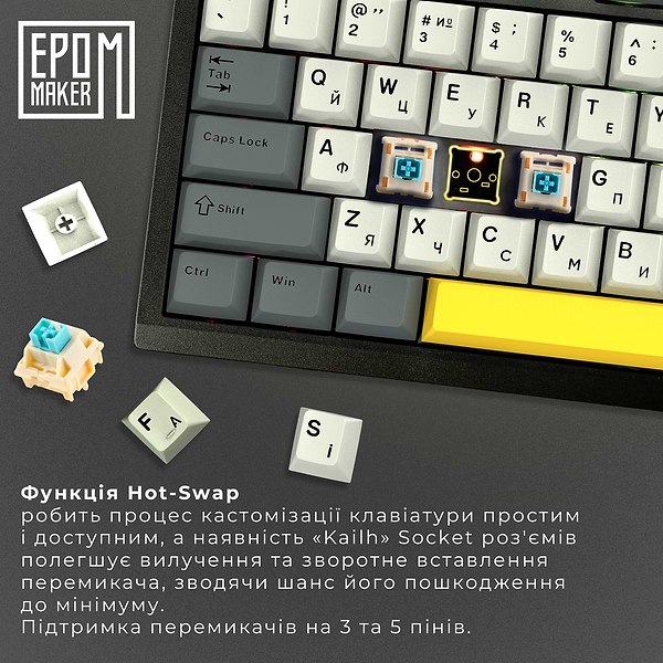 Фото - Клавіатура бездротова ігрова EPOMAKER TH80 SE Budgerigar V2 Switch Hot-Swap RGB Black (TH80-SE-B-BV2)