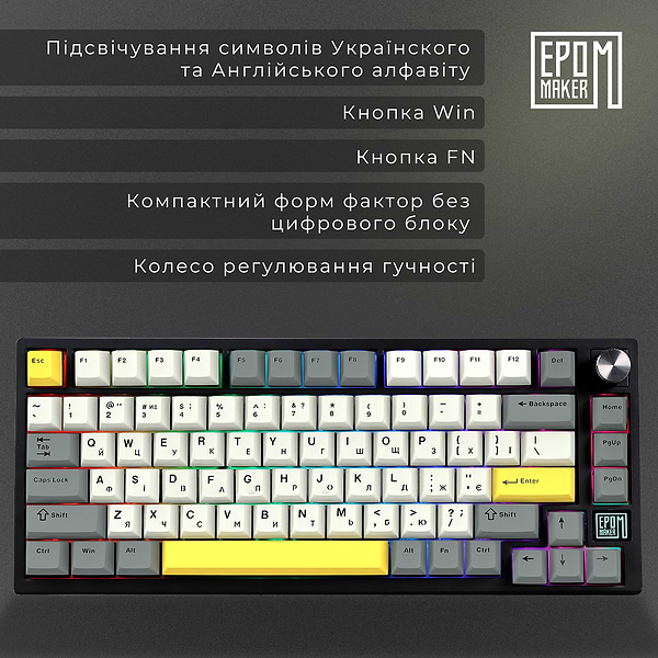 Фото - Клавіатура бездротова ігрова EPOMAKER TH80 SE Flamingo Switch Hot-Swap RGB Black (TH80-SE-B-F)