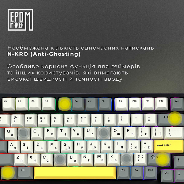 Фото - Клавіатура бездротова ігрова EPOMAKER TH80 SE Flamingo Switch Hot-Swap RGB Black (TH80-SE-B-F)