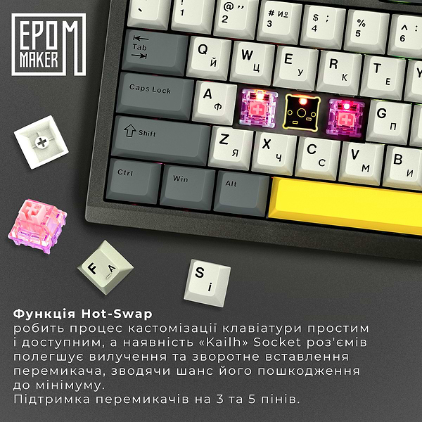 Фото - Клавіатура бездротова ігрова EPOMAKER TH80 SE Flamingo Switch Hot-Swap RGB Black (TH80-SE-B-F)