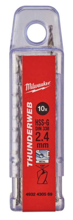 Сверло Milwaukee Thunderweb HSS-G 2.4х30х57мм 10 шт. (4932430569)