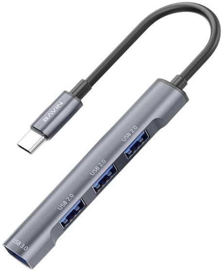 Фото - Хаб USB Bavin HUB-19 USB-C/1xUSB 3.0/3xUSB 2.0 Gray (HUB-19 GY)