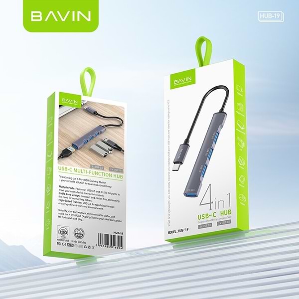 Фото - Хаб USB Bavin HUB-19 USB-C/1xUSB 3.0/3xUSB 2.0 Gray (HUB-19 GY)