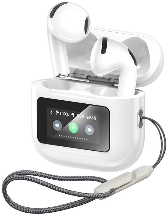 Навушники вкладиші бездротові TWS Bavin Hi-Res LCD TOUGH White (HB-BA-82-WH) - Фото 1