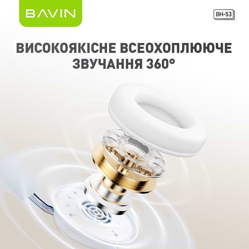 Навушники накладні бездротові Bavin Hi-Res RGB LIGHT Black (HB-BH-53 BK)