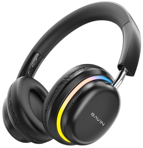 Фото - Навушники накладні бездротові Bavin Hi-Res RGB LIGHT Black (HB-BH-53 BK)