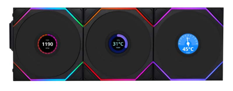 Корпусный вентилятор Lian Li UNI Fan TL WIRELESS LCD 120-3 Black (G99.12TLLCD1W3B.00)